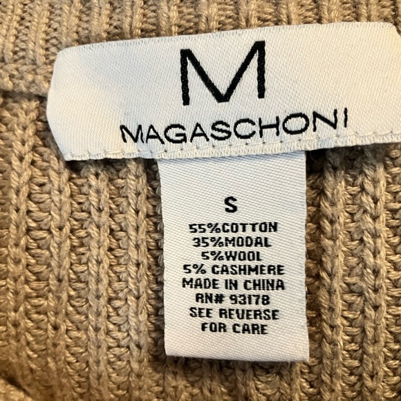 Magaschoni Tan Cotton Wool Cashmere Blend Crew Neck Sweater Size S - Picture 3 of 3